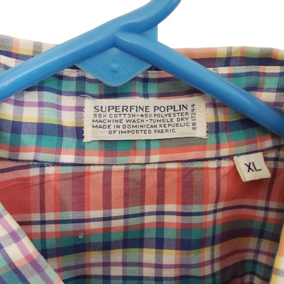CT468 Superfine Poplin Multi-color Men's Plaid Shirt XL - Picture 2 of 3